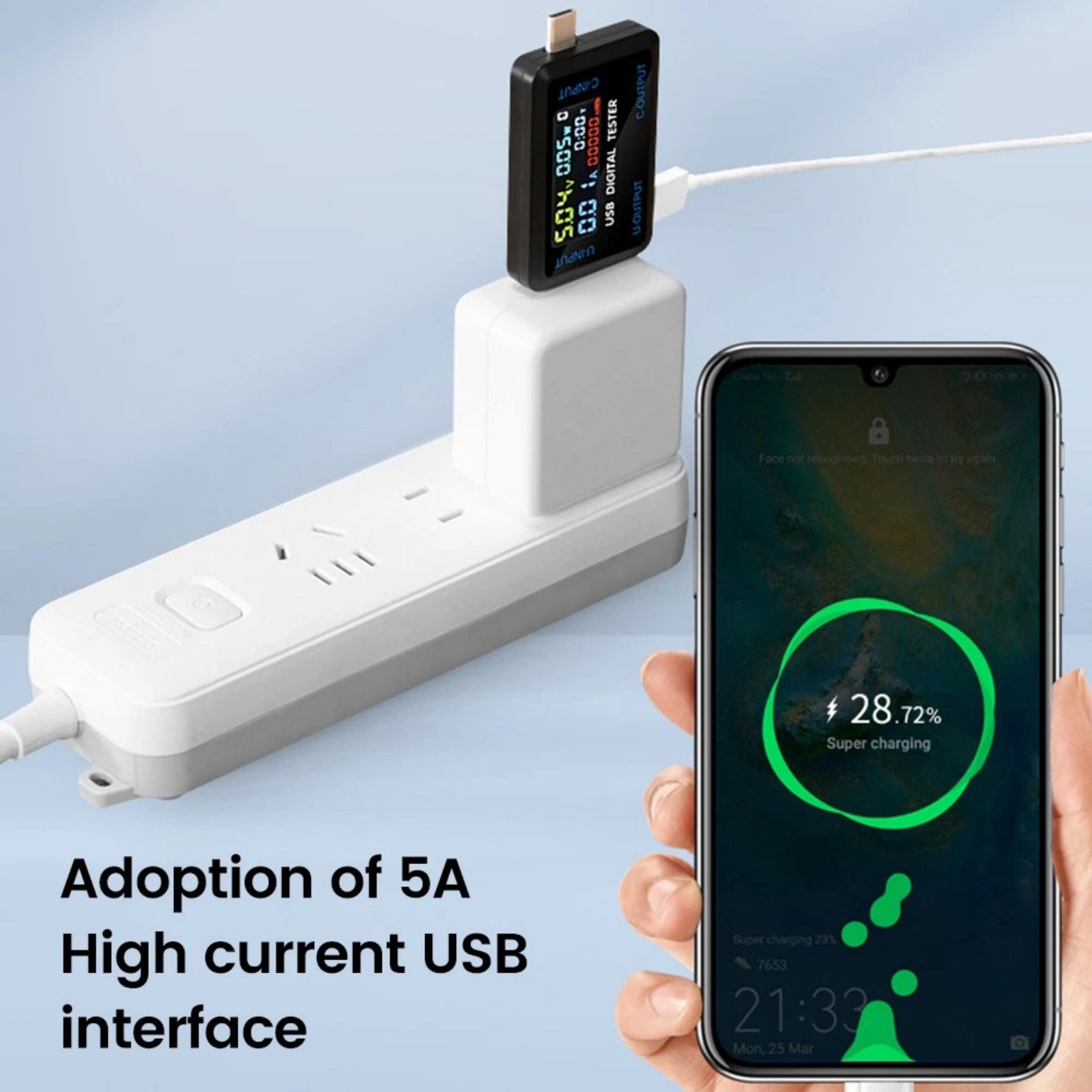 Portable USB C Voltmeter Current Meter Tester for Power Bank Charger Cable Test