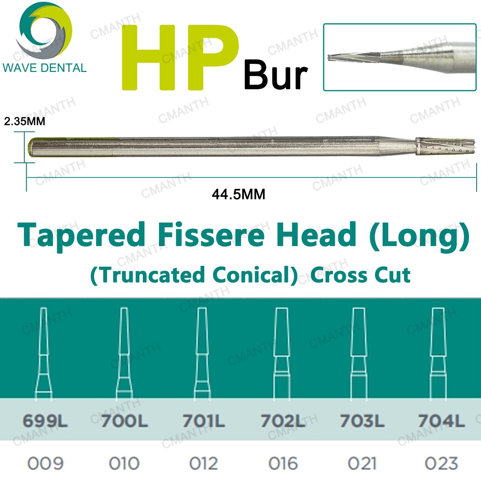 US WAVE Dental Surgical Burs Tungsten Carbide Bur Round HP 44.5mm For Slow Speed
