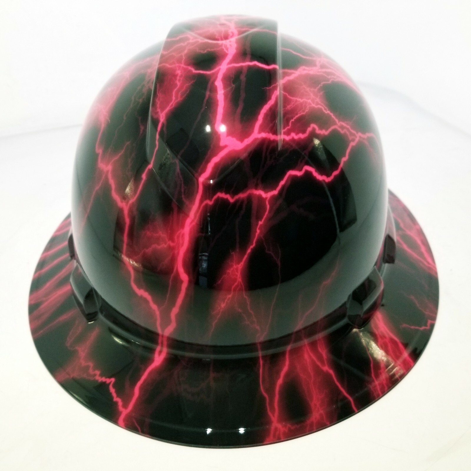 Hard Hat Full Brim Custom hydro dipped HOT PINK LIGHTNING BOLT NEW best price