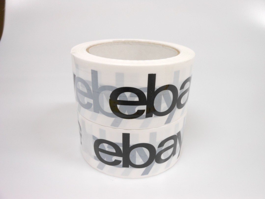 New Packaging Tape Lot of (2) Rolls BLACK WHITE eBay Logo 2” x 75 yards