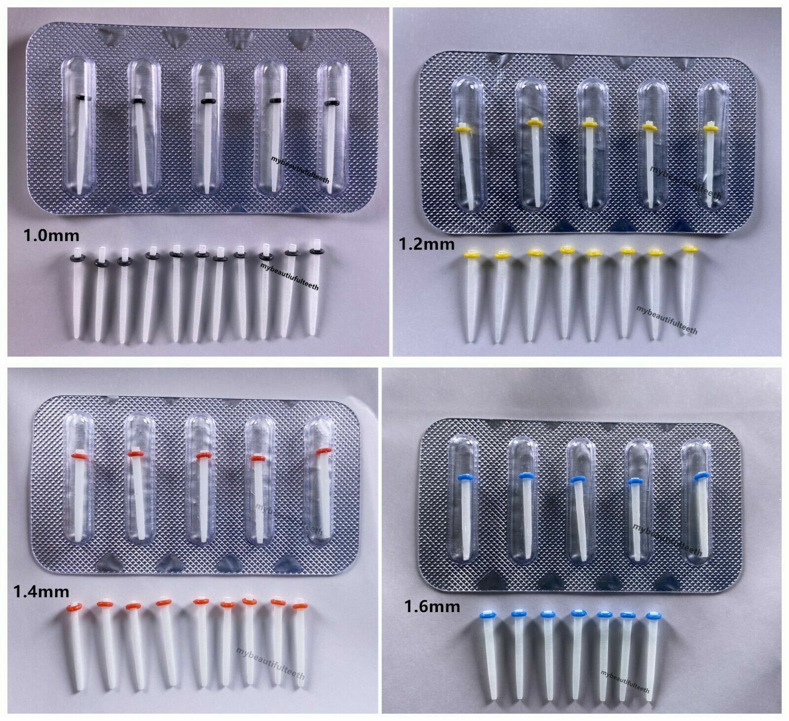 Dental Fiber Post Quartz Glass Screw Thread Straight 1.0mm-1.8mm 65% Fiber Oral