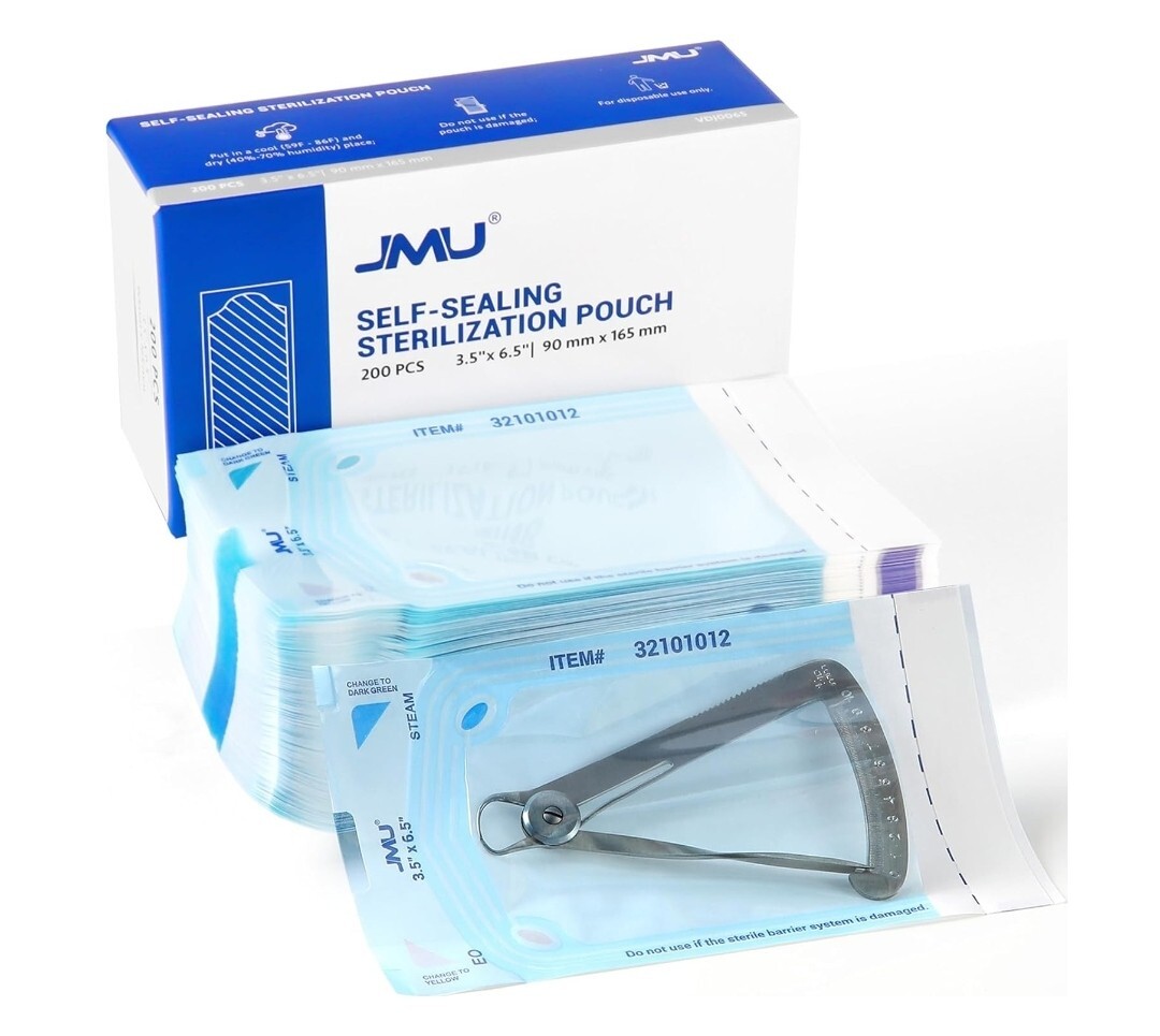 200 Self-Sealing Sterilization Pouch, 3.5″ x 6.5″ (5.25) Paper/Blue Film (1 Box)