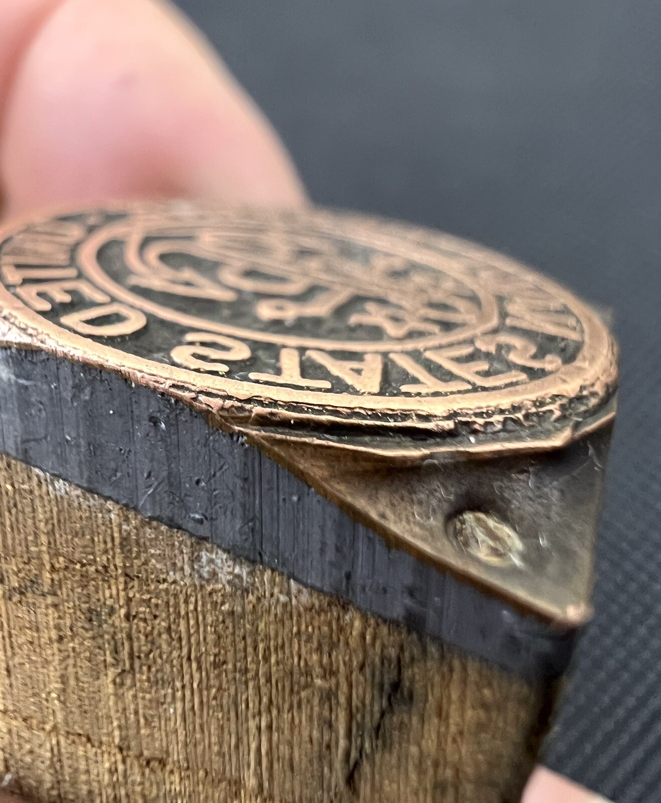 Vintage Letterpress Printing Block United States Naval Reserve Copper On Wood 1”