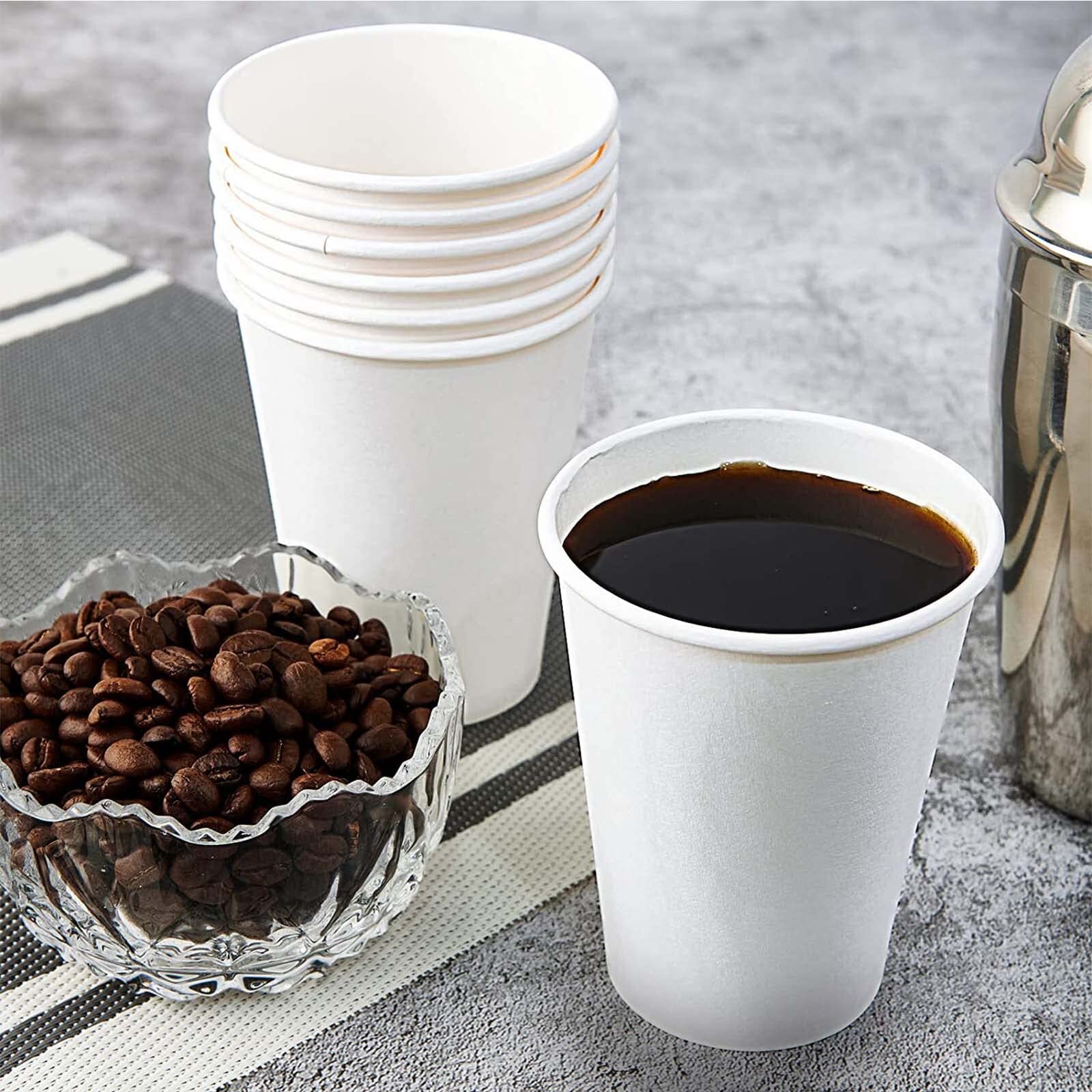 12oz Disposable Paper Coffee Cups with White Lids Hot/Cold Coffee Cup Leak-Proof