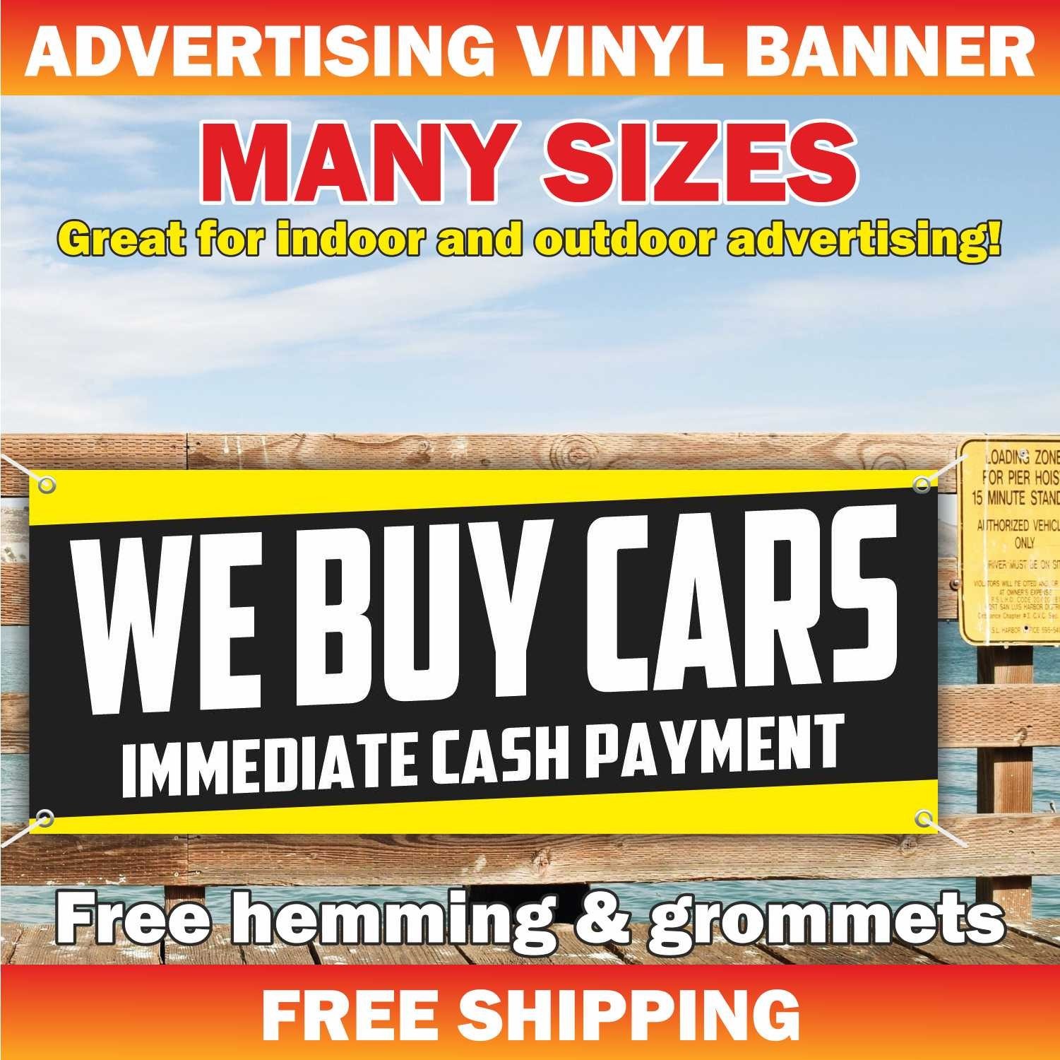 WE BUY CARS Advertising Banner Vinyl Mesh Sign auto sale dealer service cash