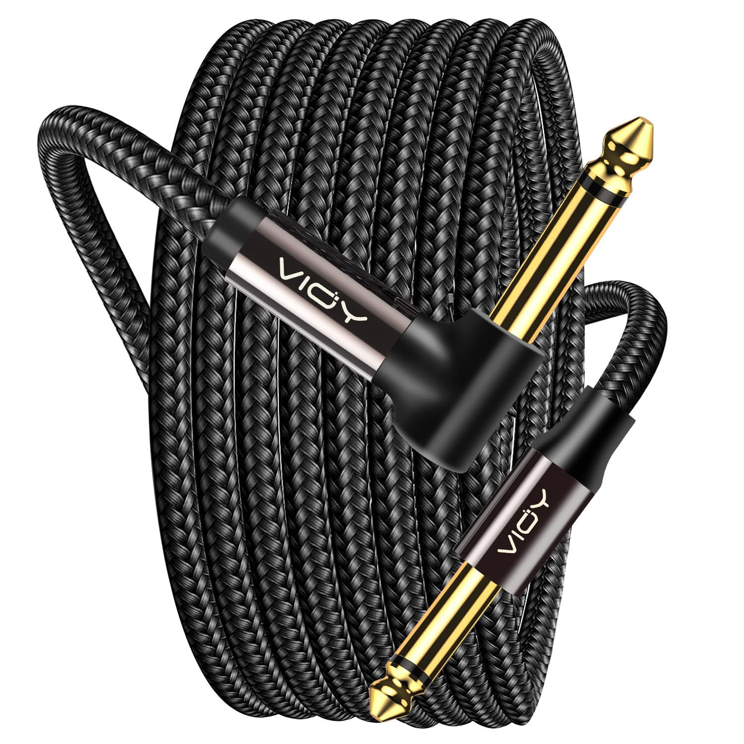 Guitar Cable 15 Ft/5 M, Instrument Right Angle Cables, 6.35 Mm (1/4) TS Unbalanc