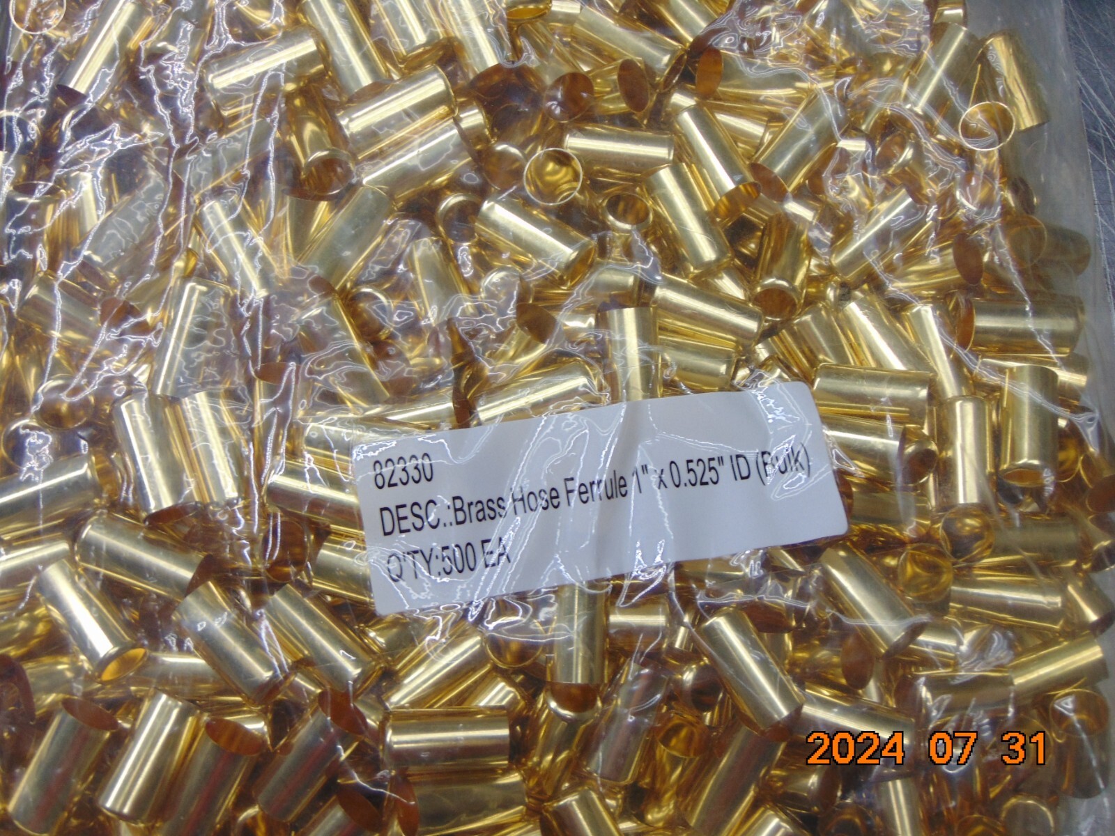LOT OF 10 Brass Ferrule Air and Water Hose 1/4″ ID/.525 ID/1.000 L/.375 QUANTITY