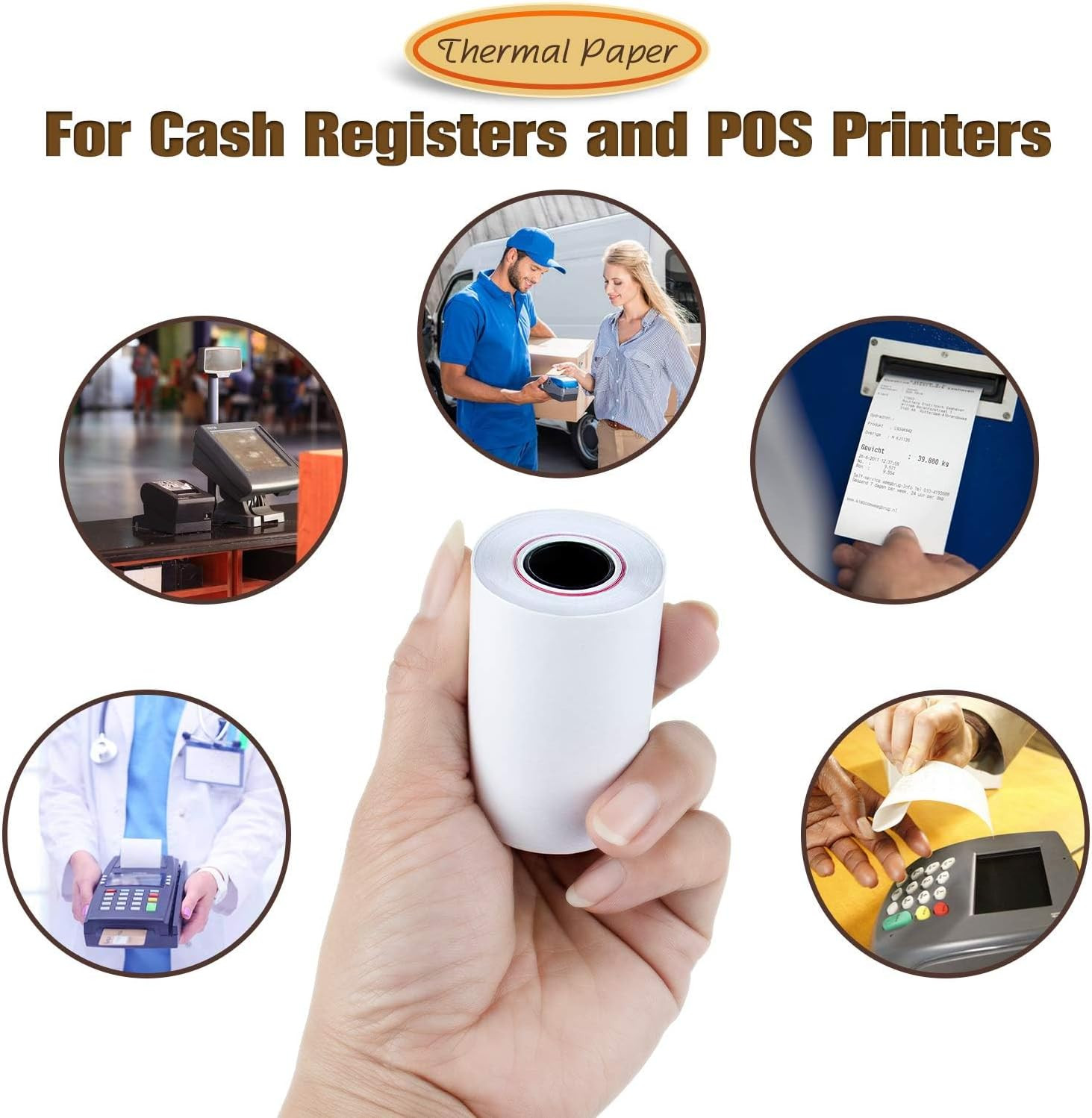 2 1/4″ 50′ Feet White Paper Cash Register POS Receipt, Fits All Credit Card