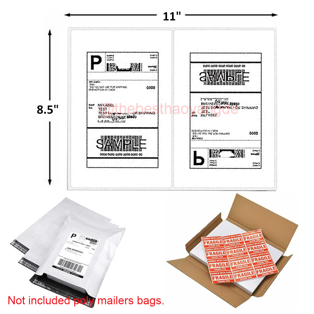 Round Corner Shipping Labels 8.5″ x 5.5″ Half Sheets Self Adhesive 2 Per Sheet