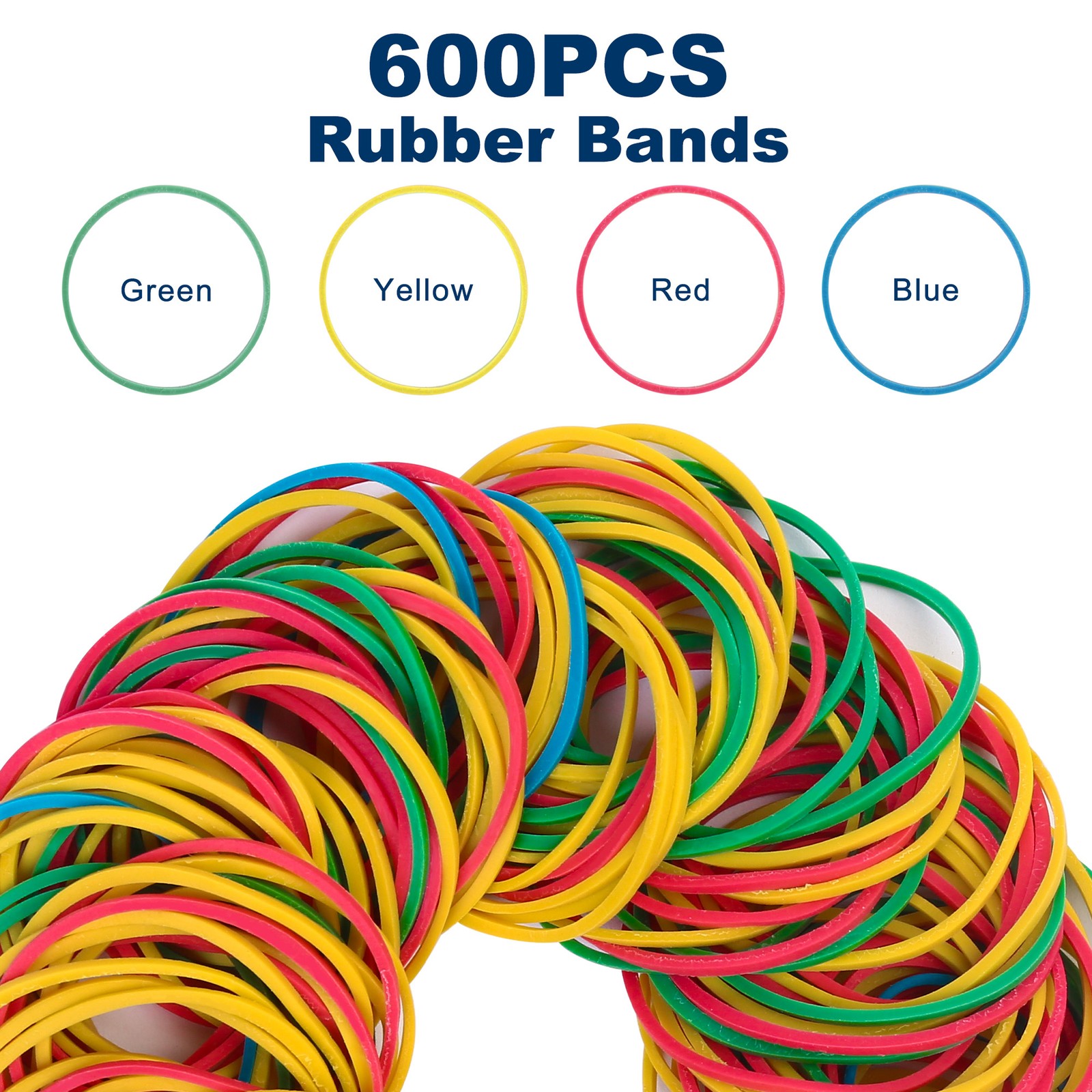 600 Multicolor Rubber Bands for School, Home, or Office Tie Dye, Office Supplies