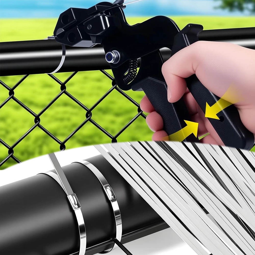 Cable Tie Tool Gun Kit Stainless Steel with 200 pcs Metal Zip Ties #E