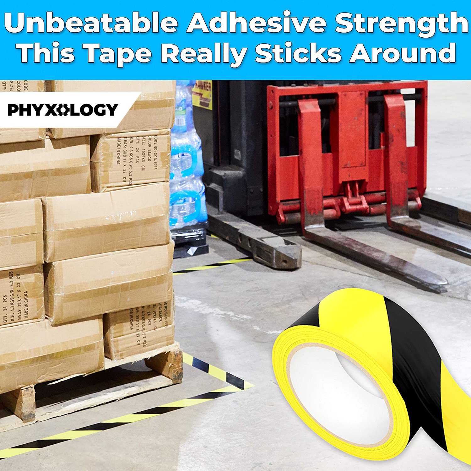 [1-Pack] 2″ Adhesive Safety Caution Tape, Yellow & Black Matte by Nova Supply