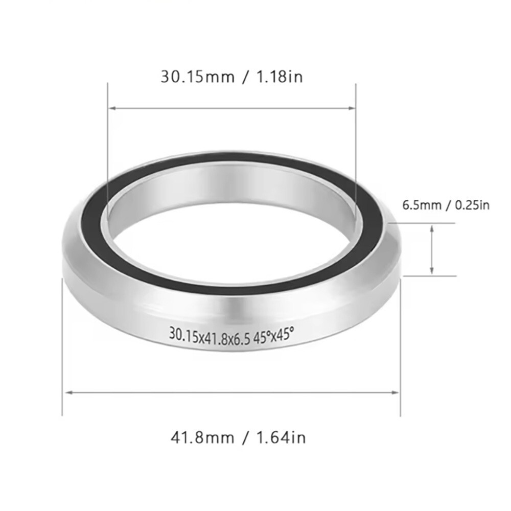 1 Headset Bearing – 30.15 × 41.8 × 6.5mm – 45°/45° Chamfer – 2RS – Chrome Steel