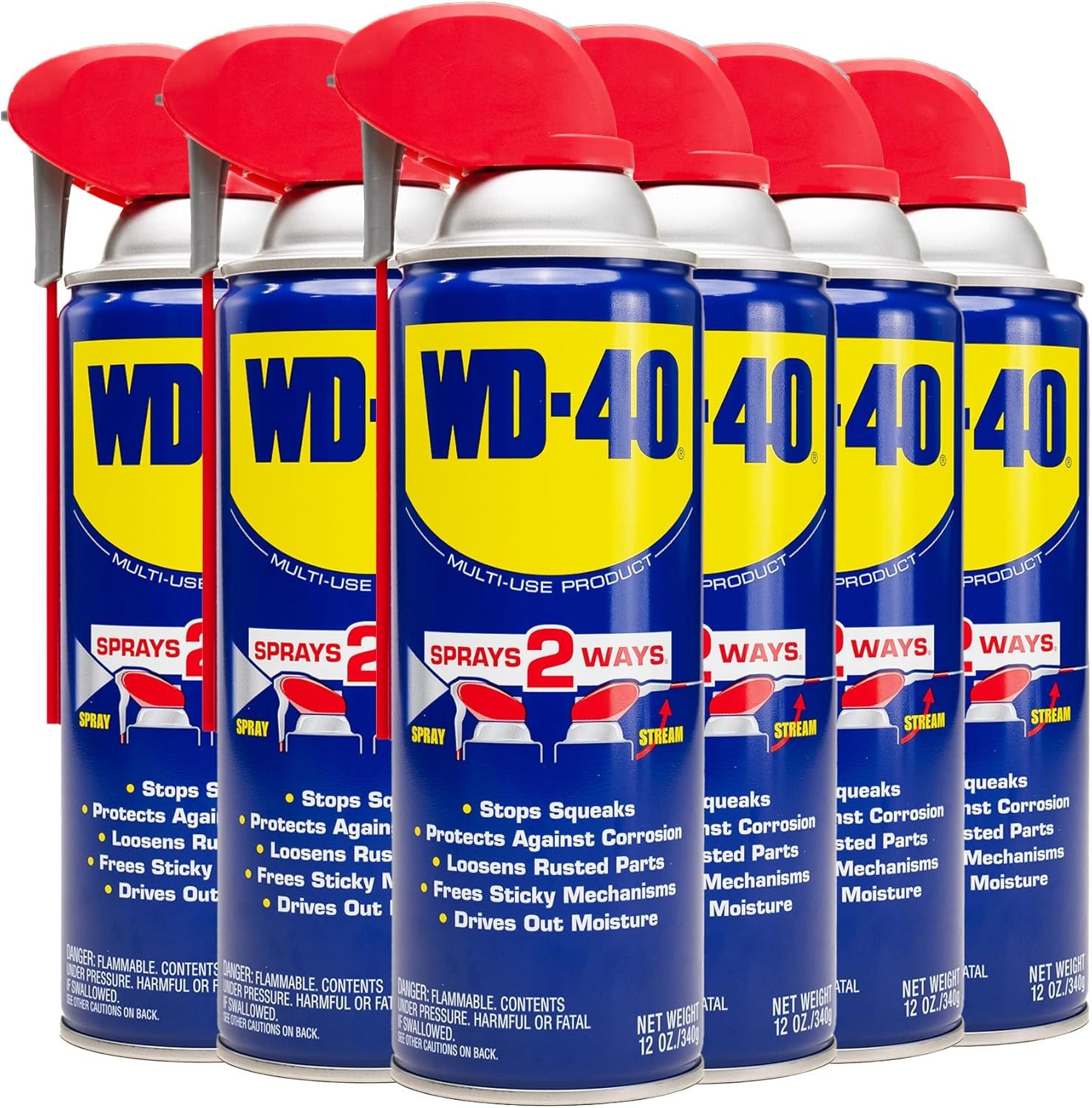 WD-40 Original Formula, Multi-Use Product with Smart Straw Sprays 2 Ways,6-Pack