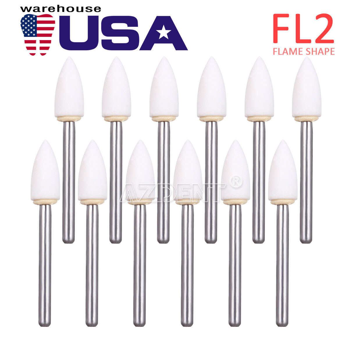 12pc/Set Dental White Polishing Stones Flame shape FG burs Arkansas Stone Points