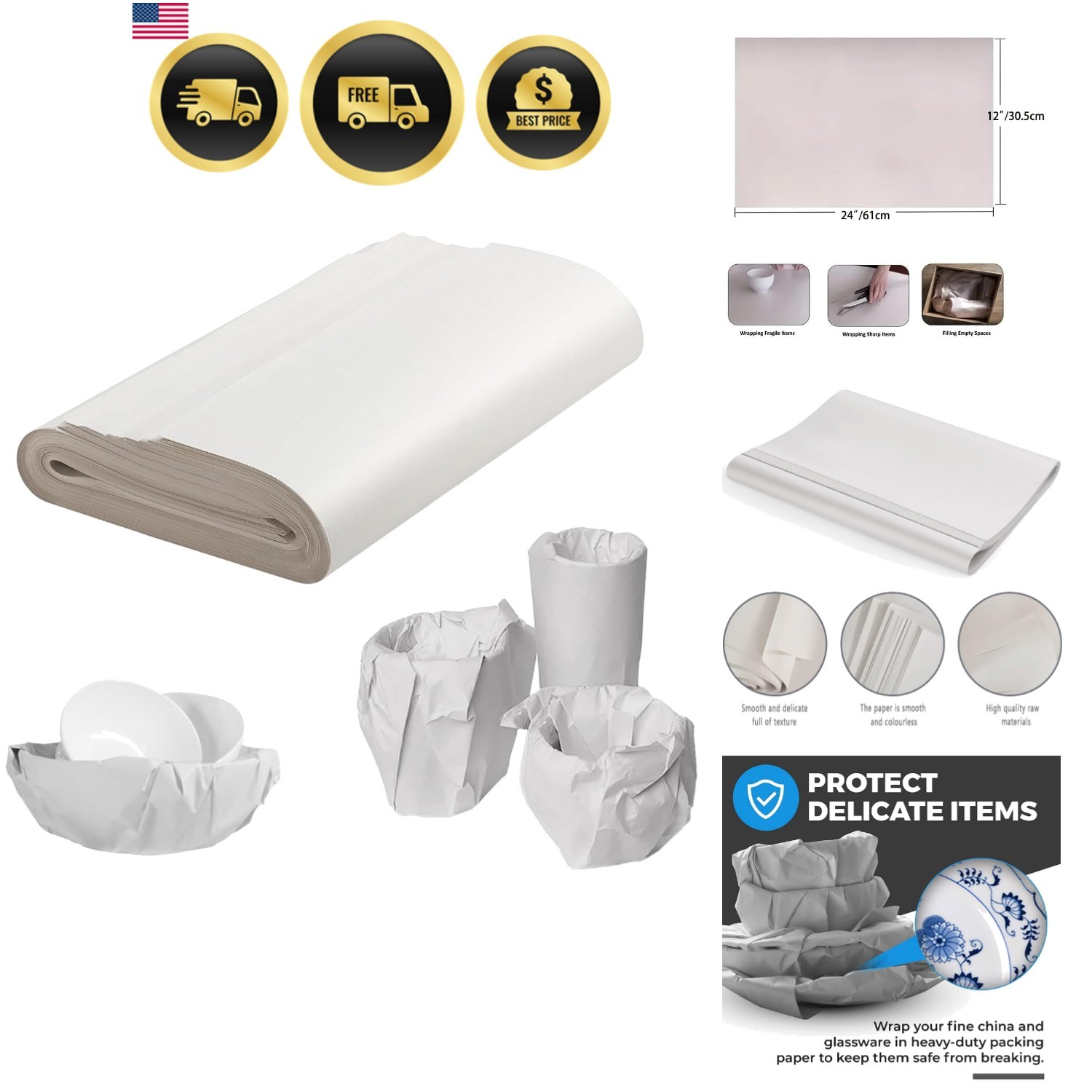 100 Sheets Packing Paper for Moving, Newsprint Paper for Packing Wrapping, Wr…