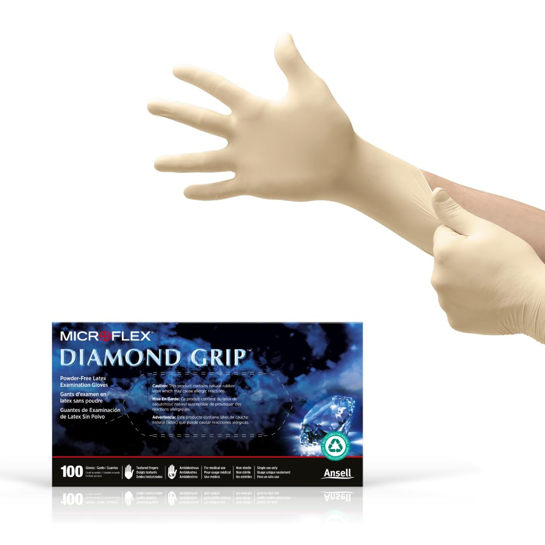 MICROFLEX Diamond Grip MF-300 Disposable Latex Gloves for Automotive, Healthcare