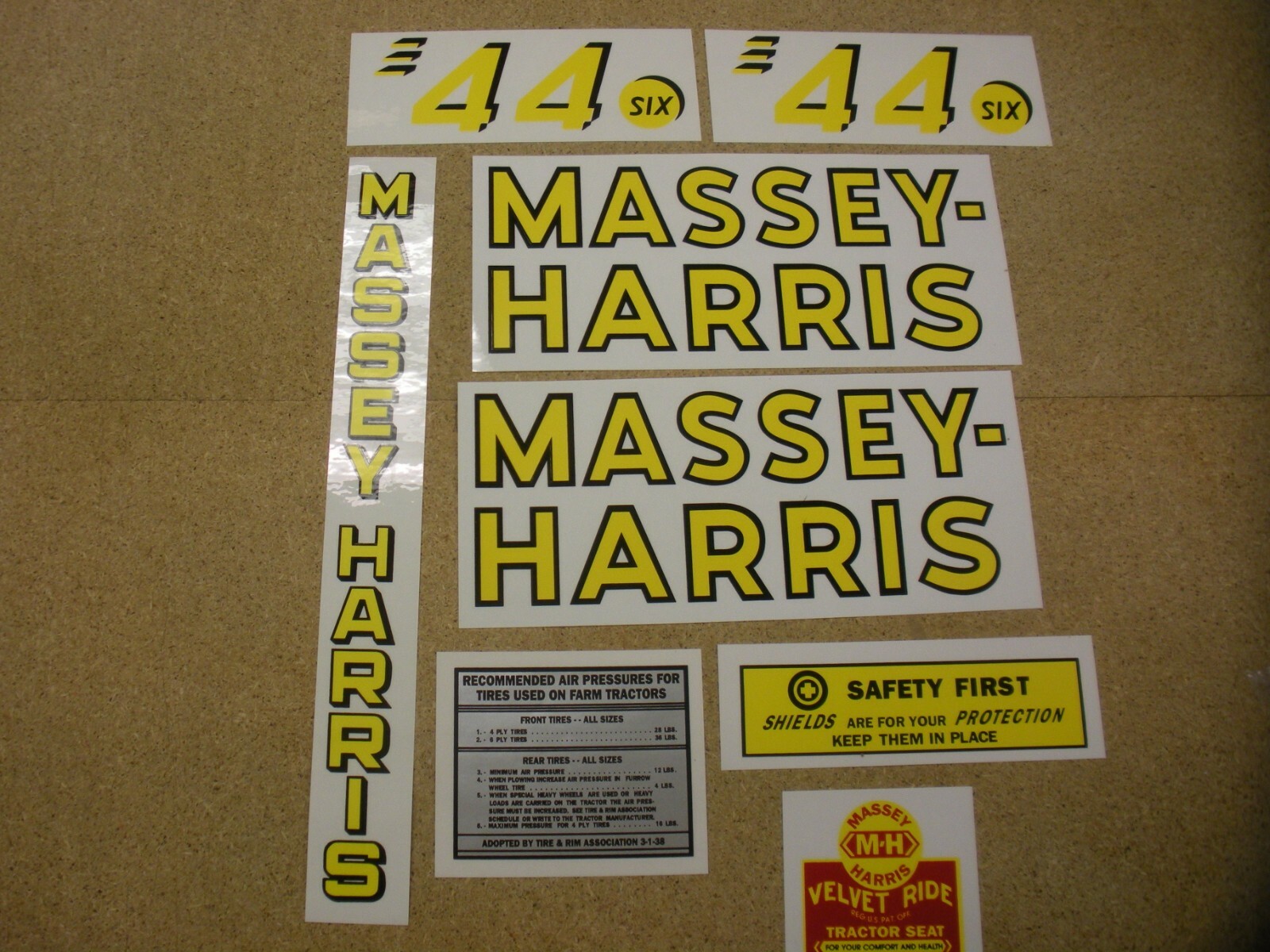Massey Harris 44 – Six Tractor Decal Set – NEW – FREE SHIPPING