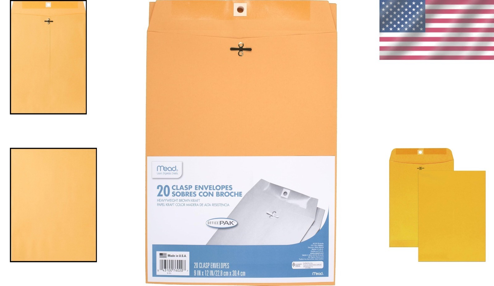 Brown Kraft 9″ x 12″ Clasp Closure Mailing Envelopes, 20 Pack