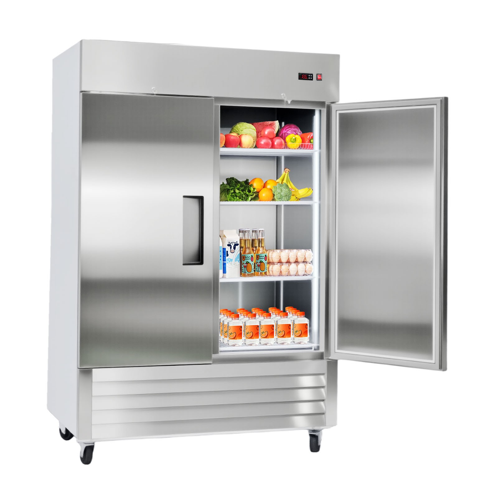 Uimoso Commercial Upright Refrigerator 44 Cu.ft with Dual Doors and 8 Shelves