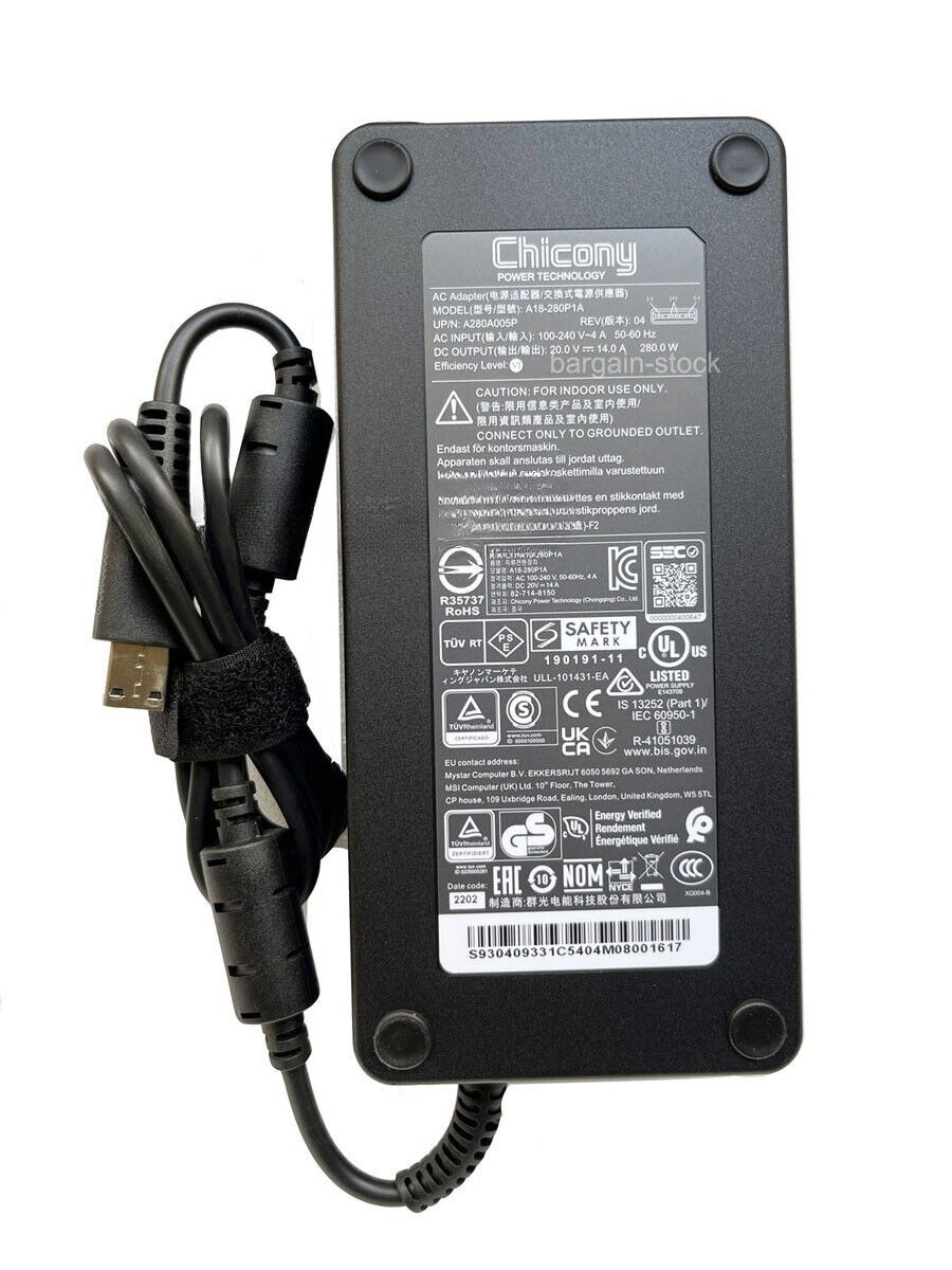 Chicony 20V 14A 280W AC Adapter Charger For GP66 Leopard 11UH-028 MS-1543 #cv