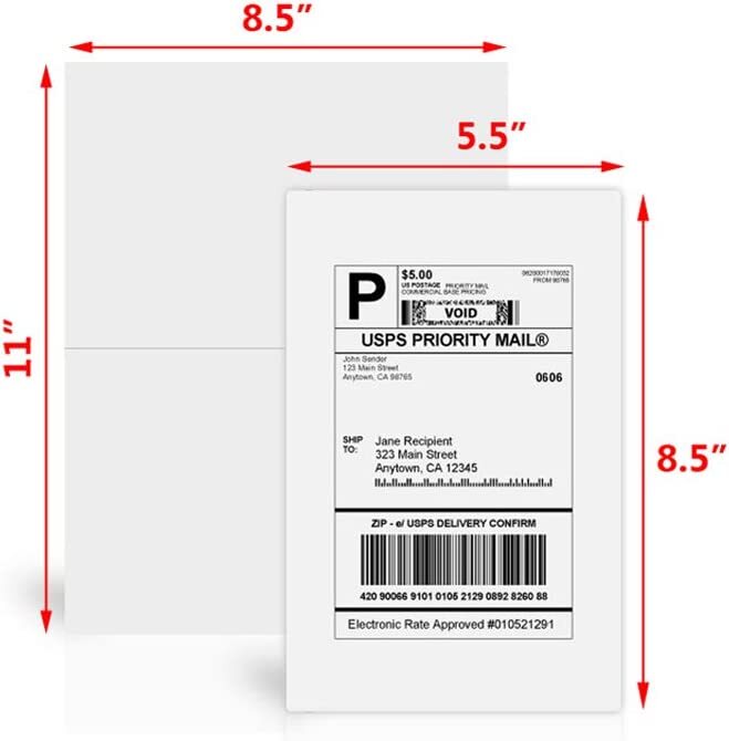 4000 Premium Shipping Blank Labels 2 per Sheet 8.5×5.5 Half Sheet Self Adhesive