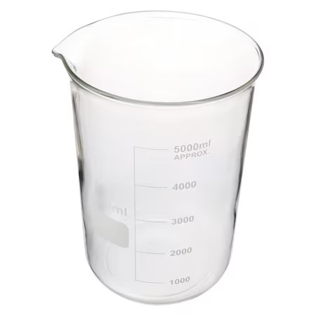 Beaker, Low Form, Glass, 5000Ml, 5Yha0