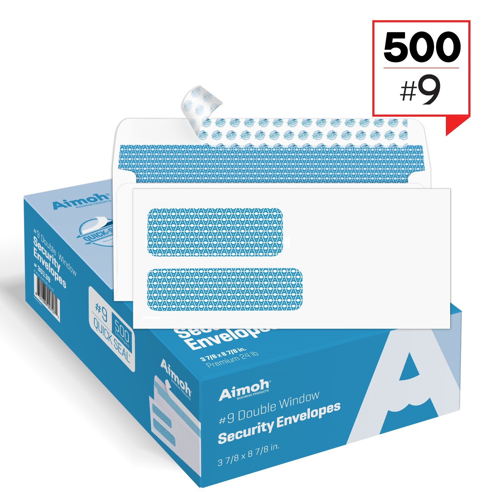 500#9 Double Window Self-Seal Envelopes – Security Tinted – (30139)