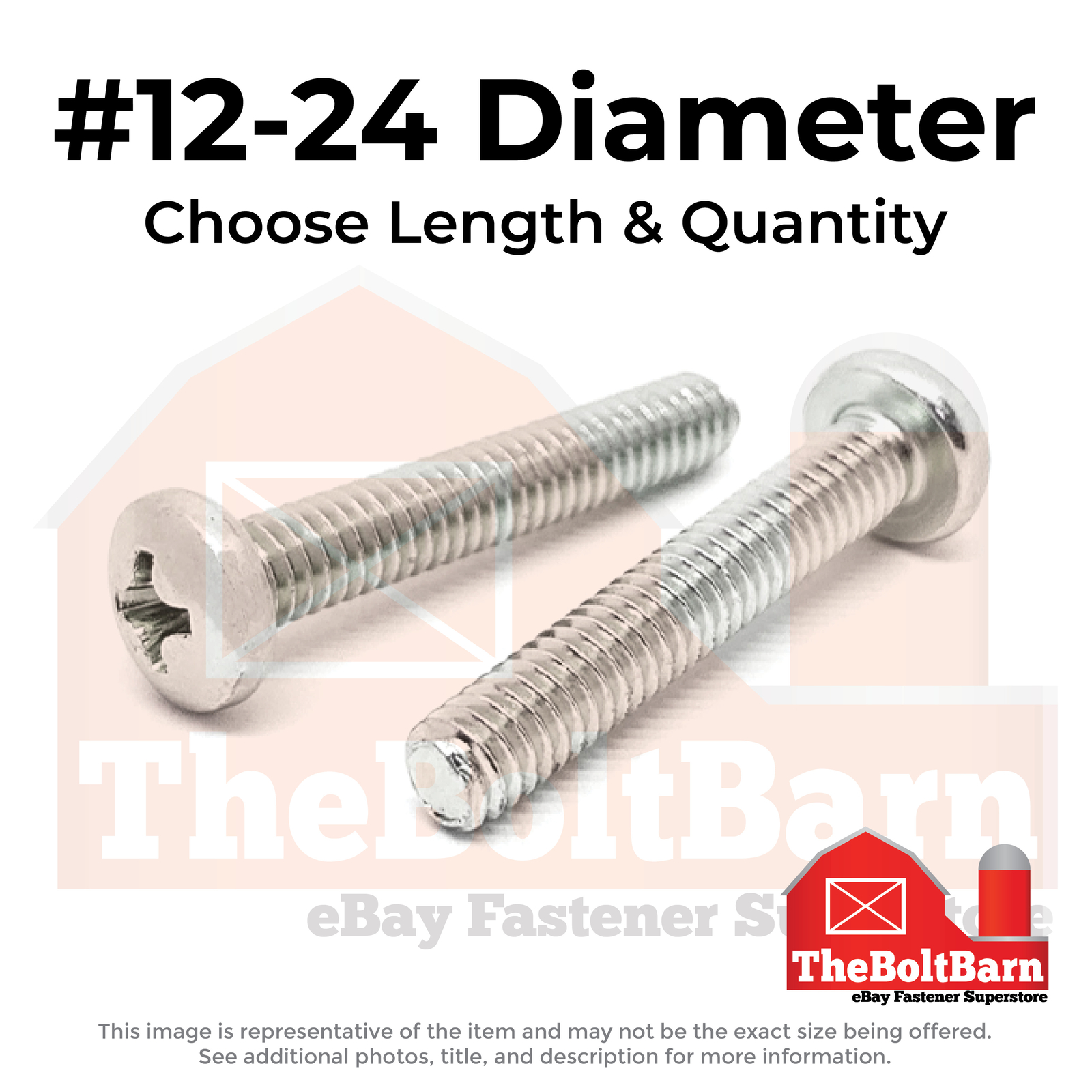 #12-24 Stainless Phillips Pan Head Machine Screws (Choose Length & Qty)