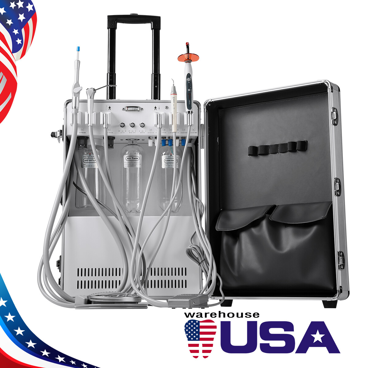 Unidad de entrega dental portátil Compresor de aire Fuerte Suction/Handpiece Kit