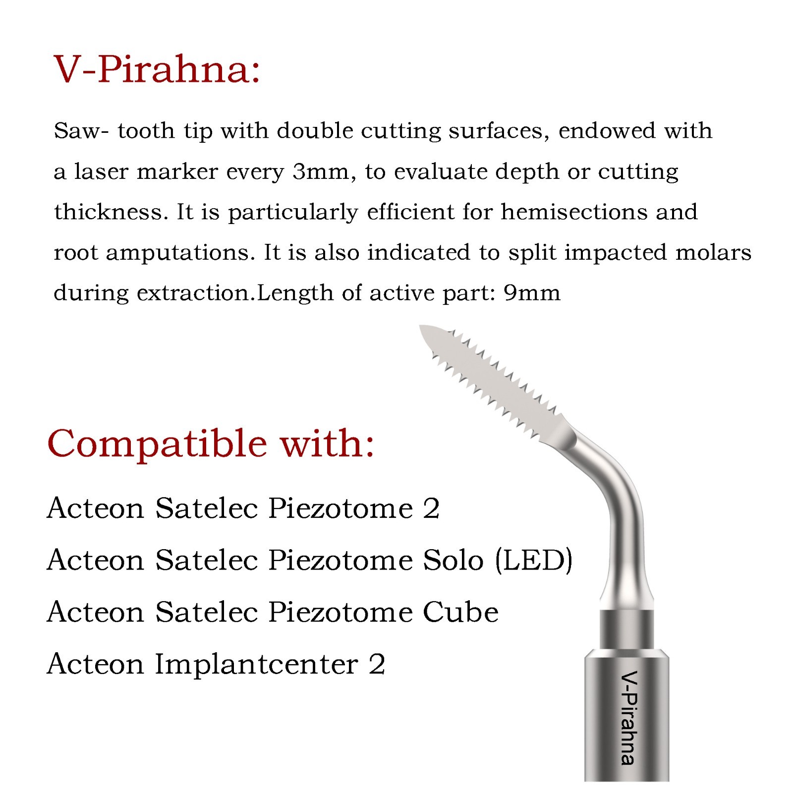 Ultrasonic Piezo Surgery Extraction Tips Kit Satelec Acteon Piezotome 2 Cube