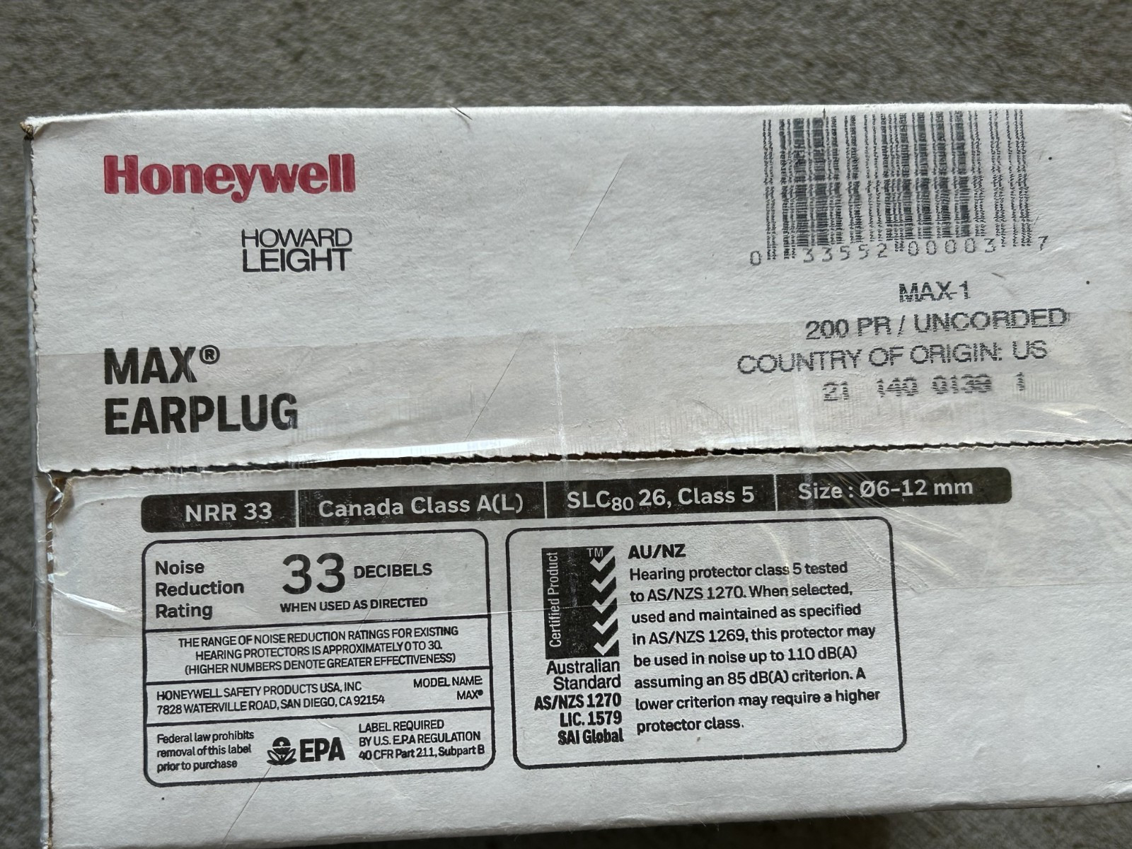 Howard Leight MAX-1 Uncorded Earplugs (1 Box – 200 PAIR) –