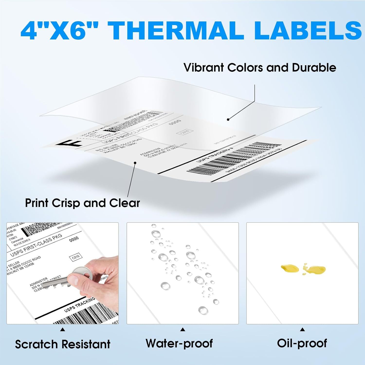 500/Stack 4×6 Fanfold Direct Thermal Shipping Labels Perforated Mailing Labels