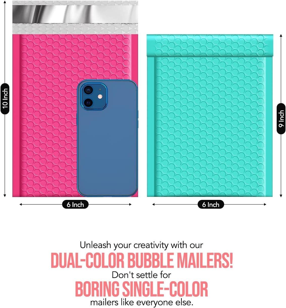 100x Poly Bubble Mailers Padded Envelope Mailing Bags 50 Pink & 50 Teal
