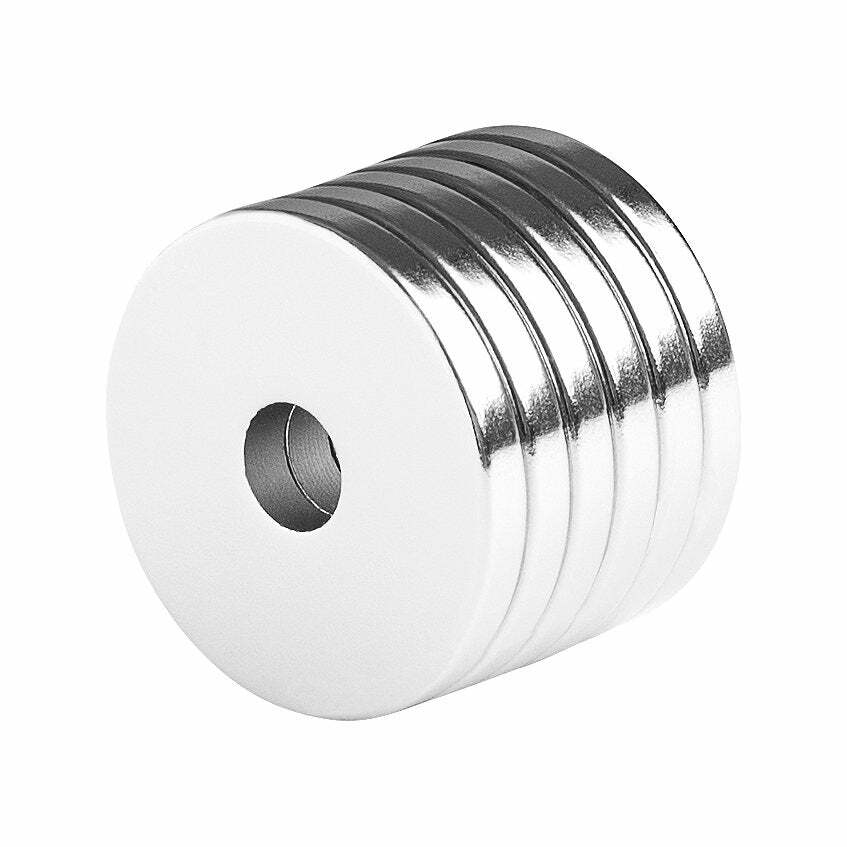 1 x 1/4 x 1/8 Inch Large Neodymium Rare Earth Ring Magnets N48 (6 Pack)