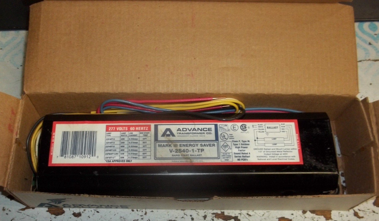 ADVANCE BALLAST V-2S40-TP MARK III RAPID START ENERGY SAVER 277V 60HZ (500)