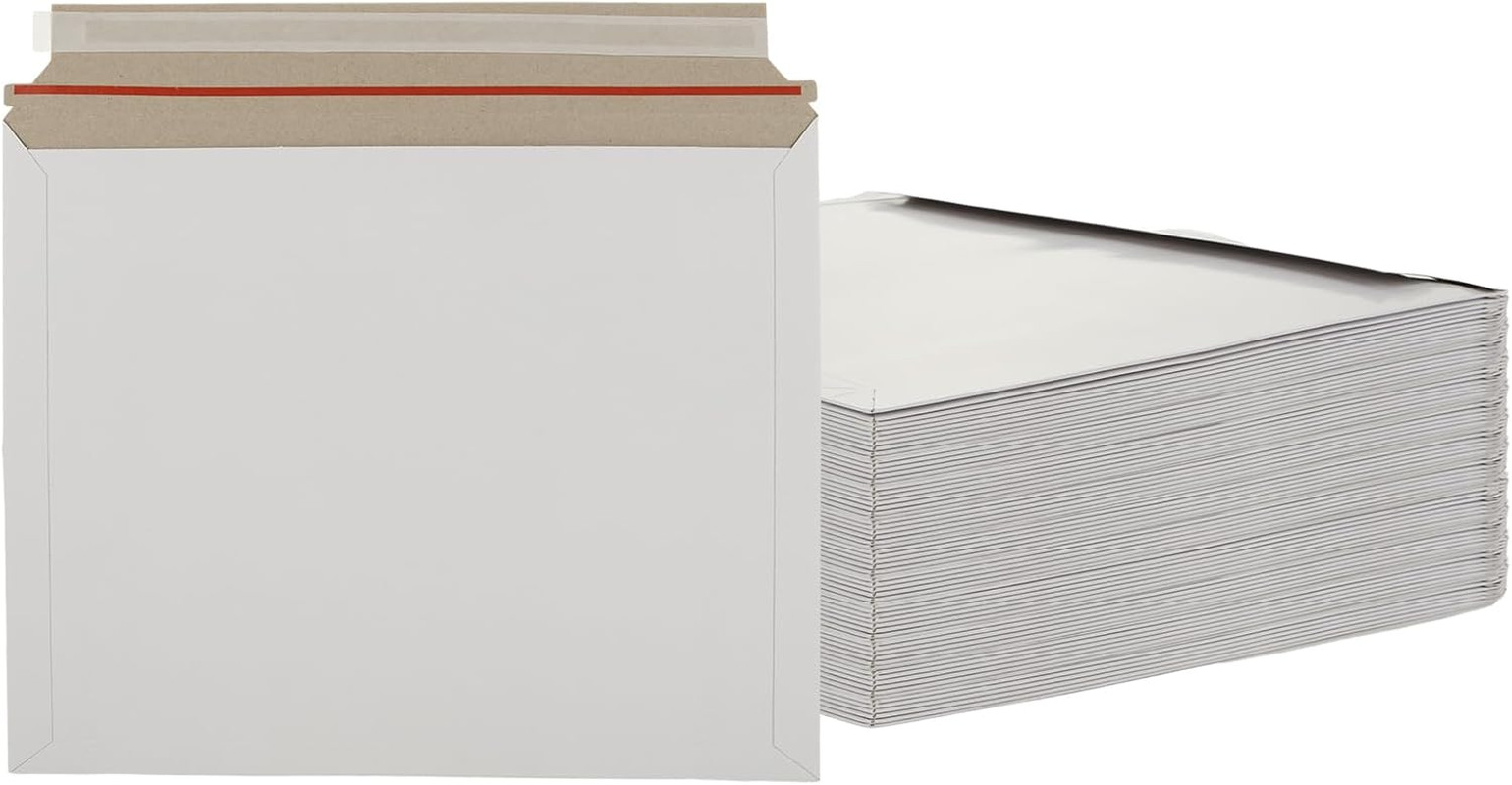 60 Pack Rigid Cardboard Envelopes, 13×9.6 Inch Self-Seal White Photography Ma…