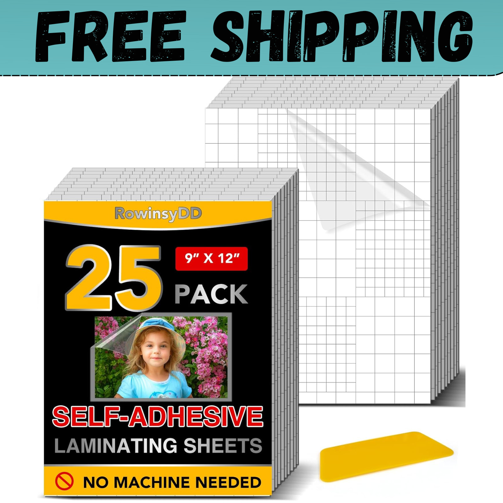 25 Pack Self Adhesive Laminating Sheets, 9 X 12 Inch, Clear Sticker Laminate She
