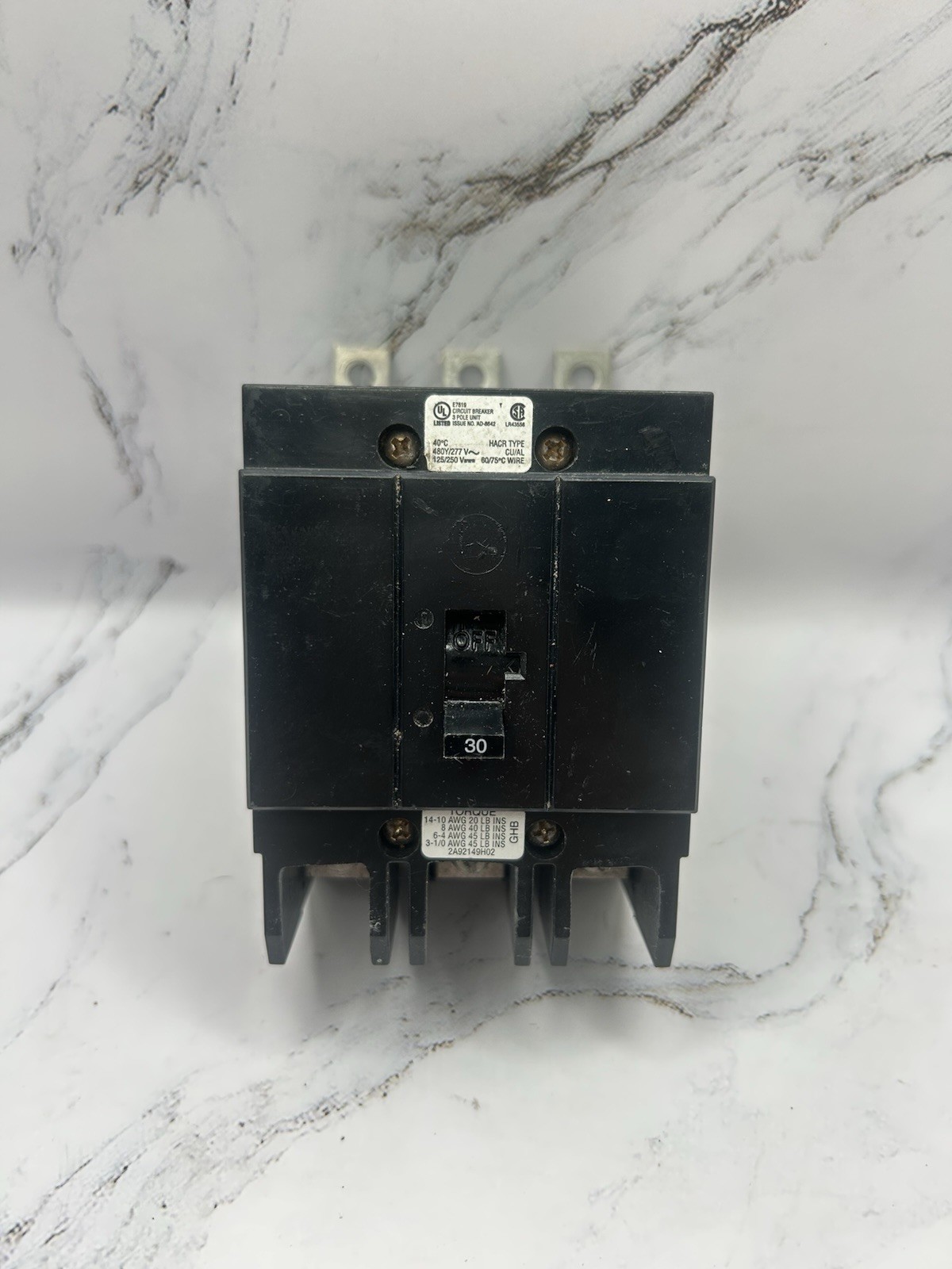 GE THED136030 Molded Case Circuit Breaker 30A 3-Pole Industrial