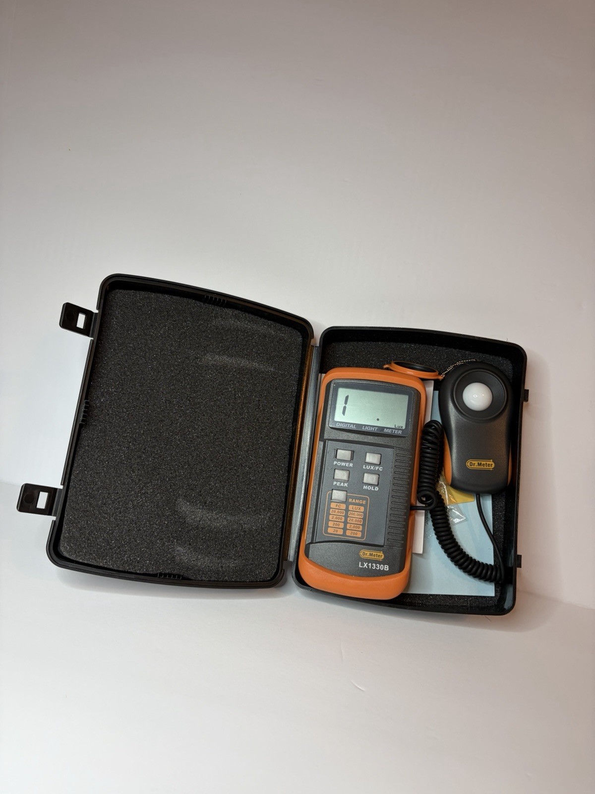 Dr. Meter LX1330B Digital Illuminance Light Lux Meter 200,000 Lux w/ Case Manual