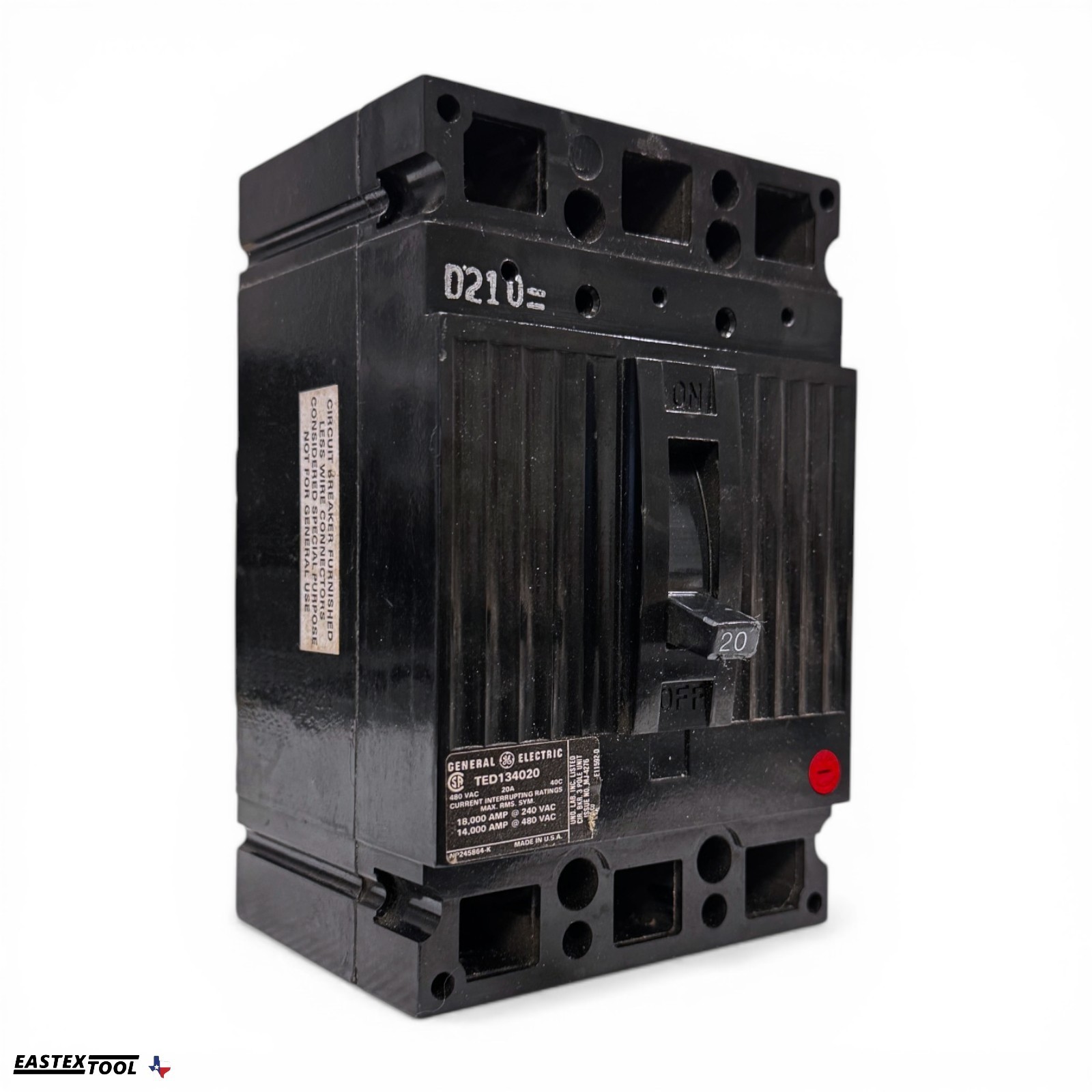 GE TED134020 20A 3 POLE 480V E150 LINE MOLDED CASE CIRCUIT BREAKER