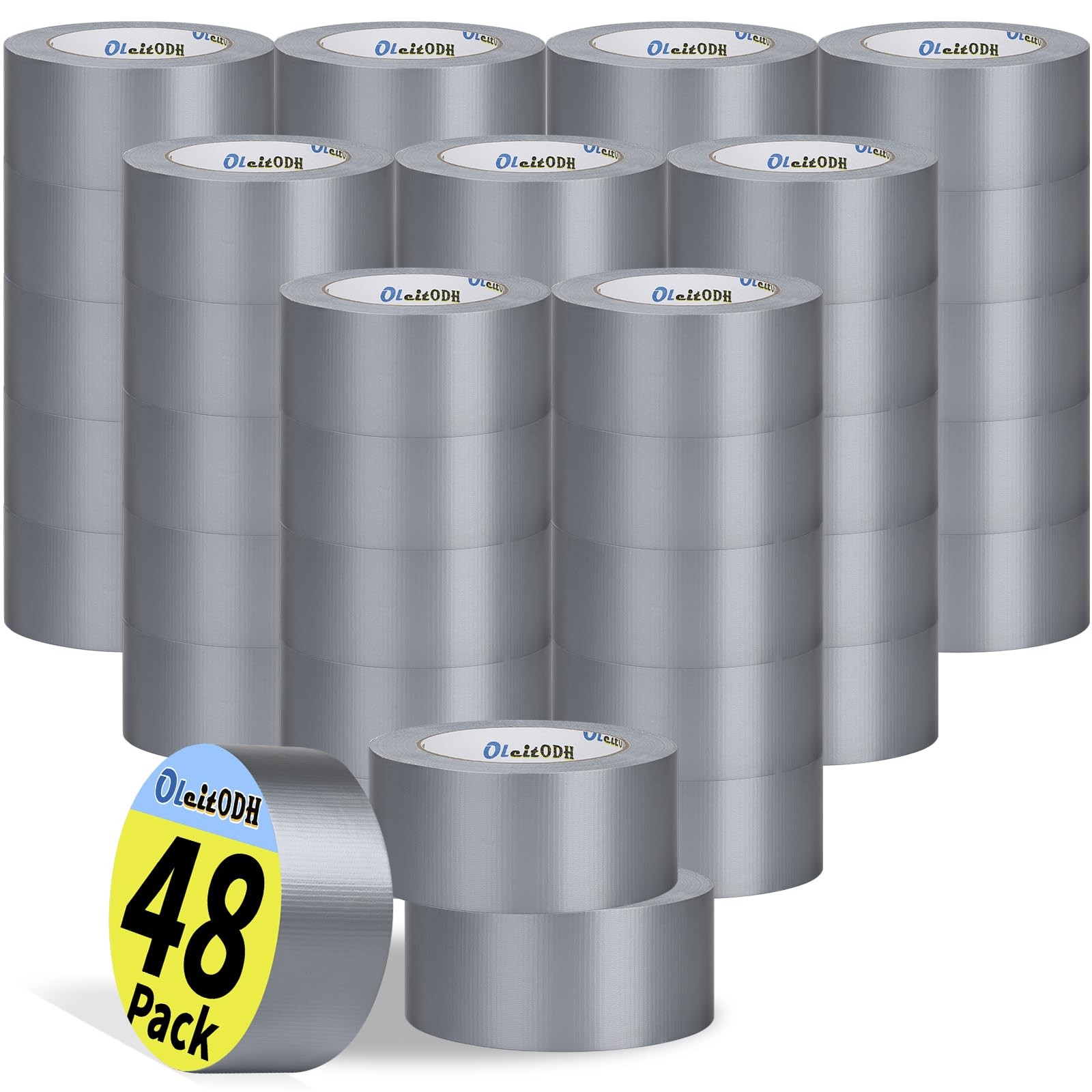 48 Pack Silver Duct Tape Heavy Duty Bulk, 2 inch X 1440 Yards, Strong No Resi…