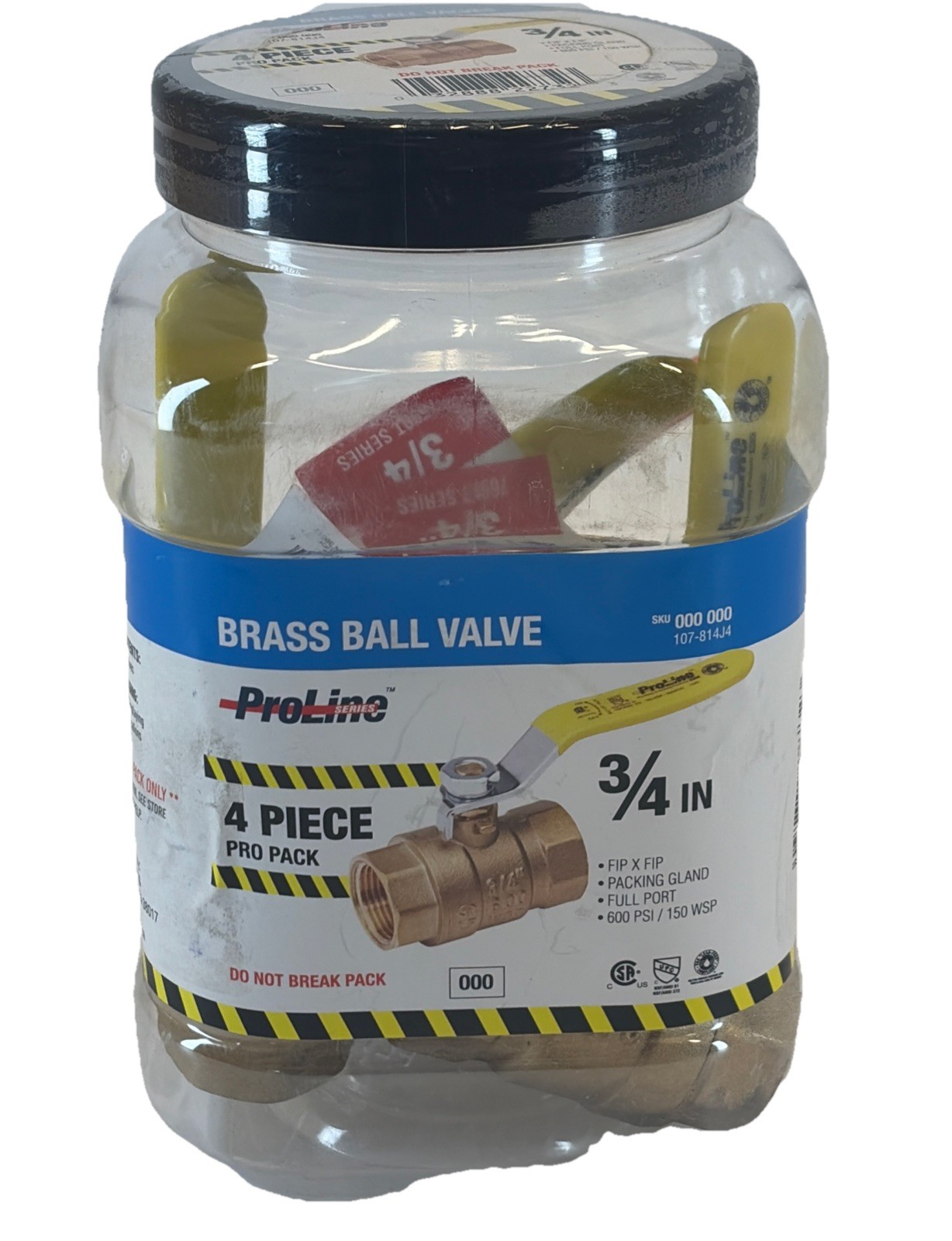 4 ProLine Series 3/4 in. Brass FPT Full Port Ball Valve 107-814J4 FIP x FIP