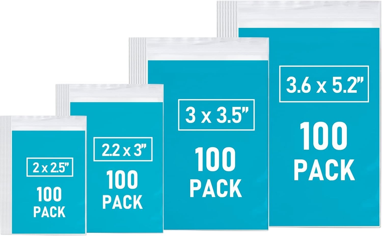 400 Clear Mini Zip Lock Bags 4 Sizes Small Plastic Baggies for Jewelry Pills Bea