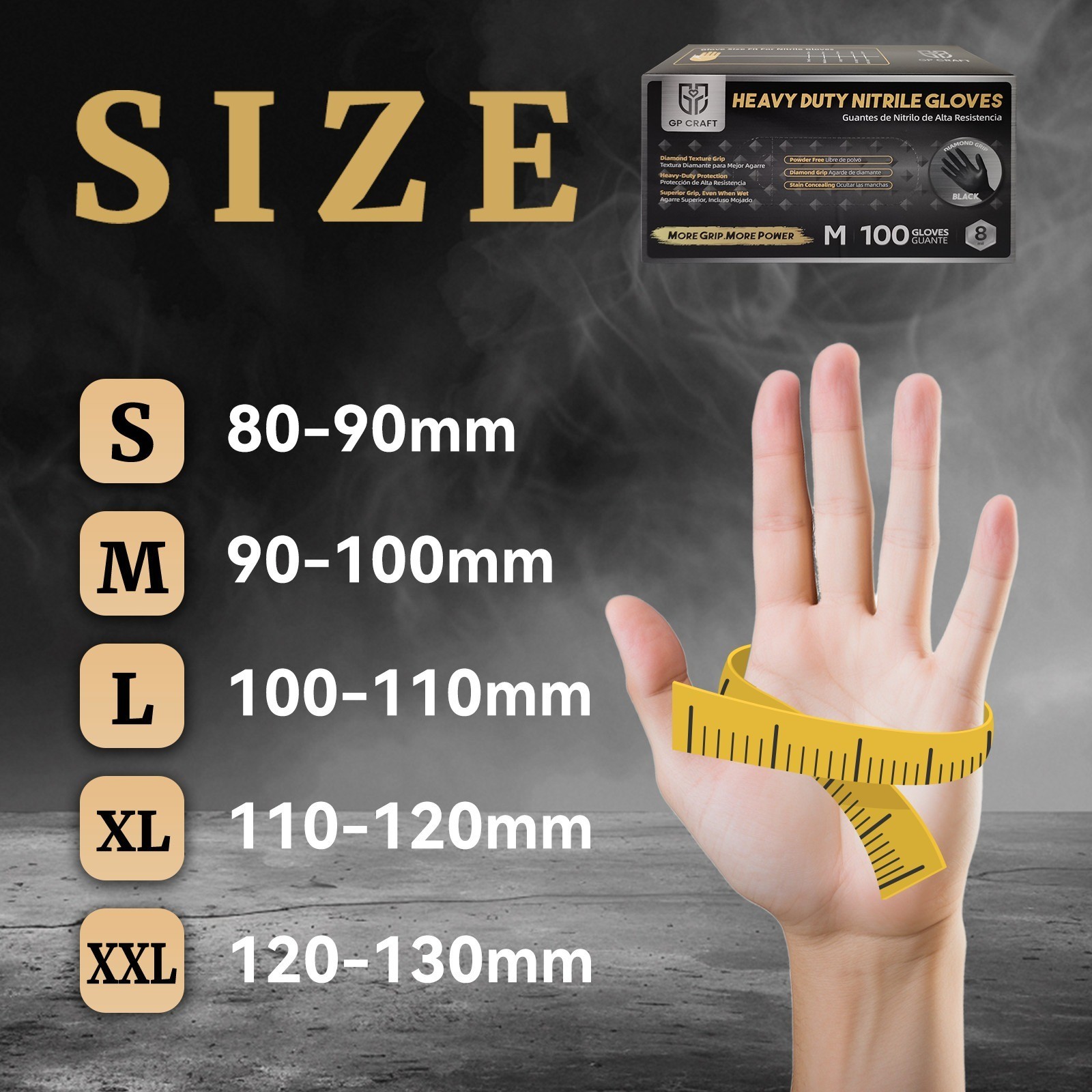 8 Mil Black Nitrile Gloves 3 Pack Heavy Duty Diamond Grip Latex Free Gloves