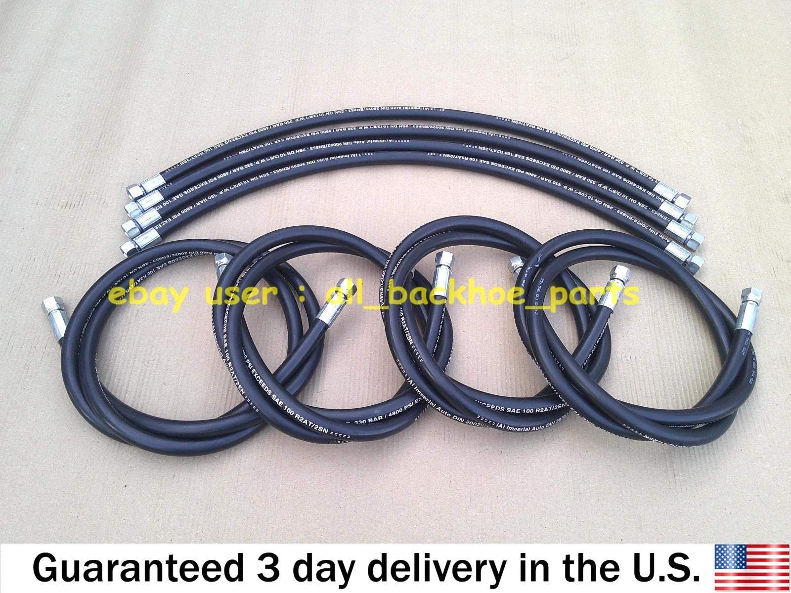 JCB BACKHOE- 3/8 BSP FRONT LOADER ARM HOSE KIT L+R, 8 PCS. (612/80099 612/80078)