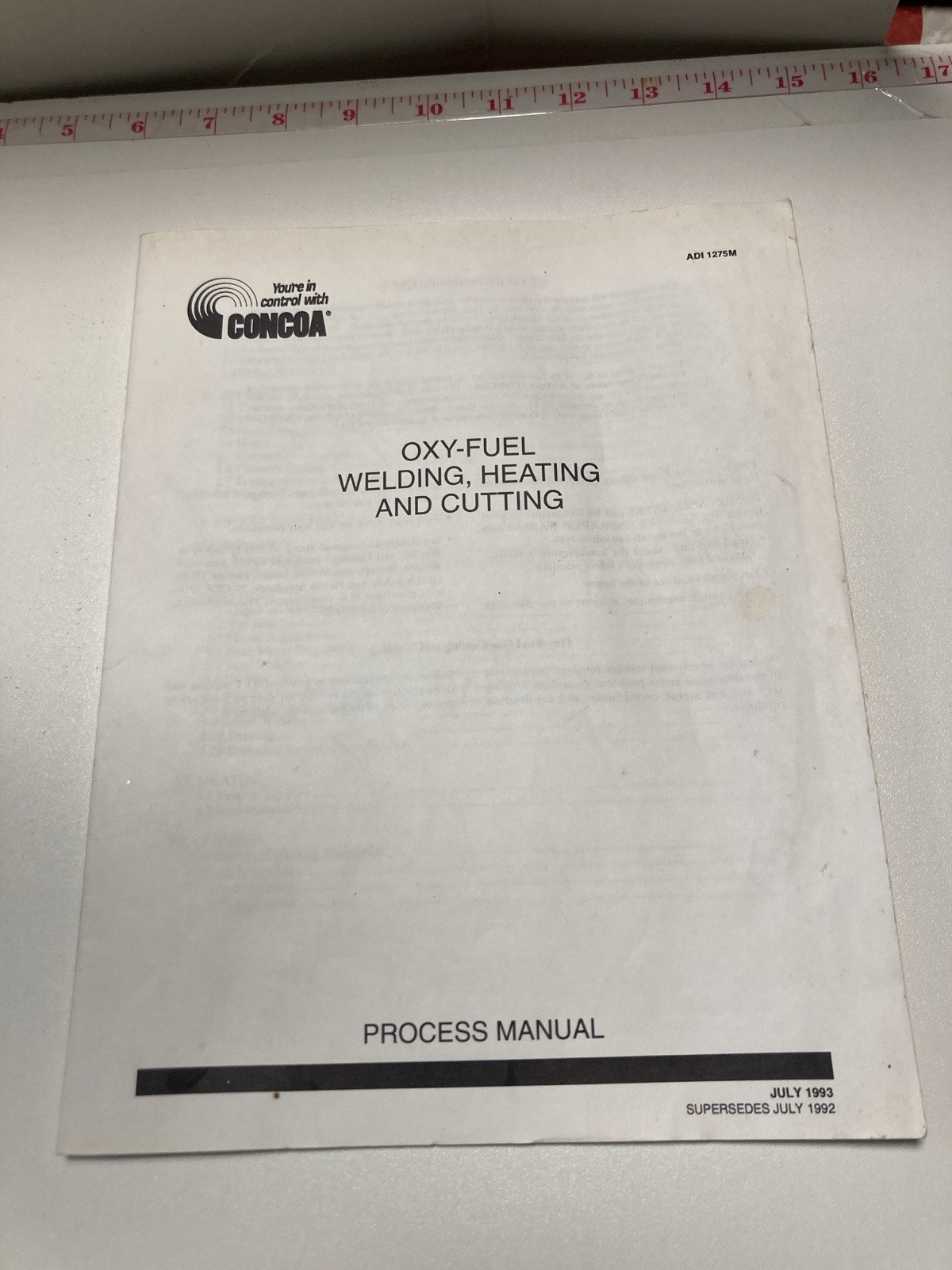 CONCOA Oxy-Fuel Welding Heating Cutting Process Manual ADI 1275M July 1993 Used