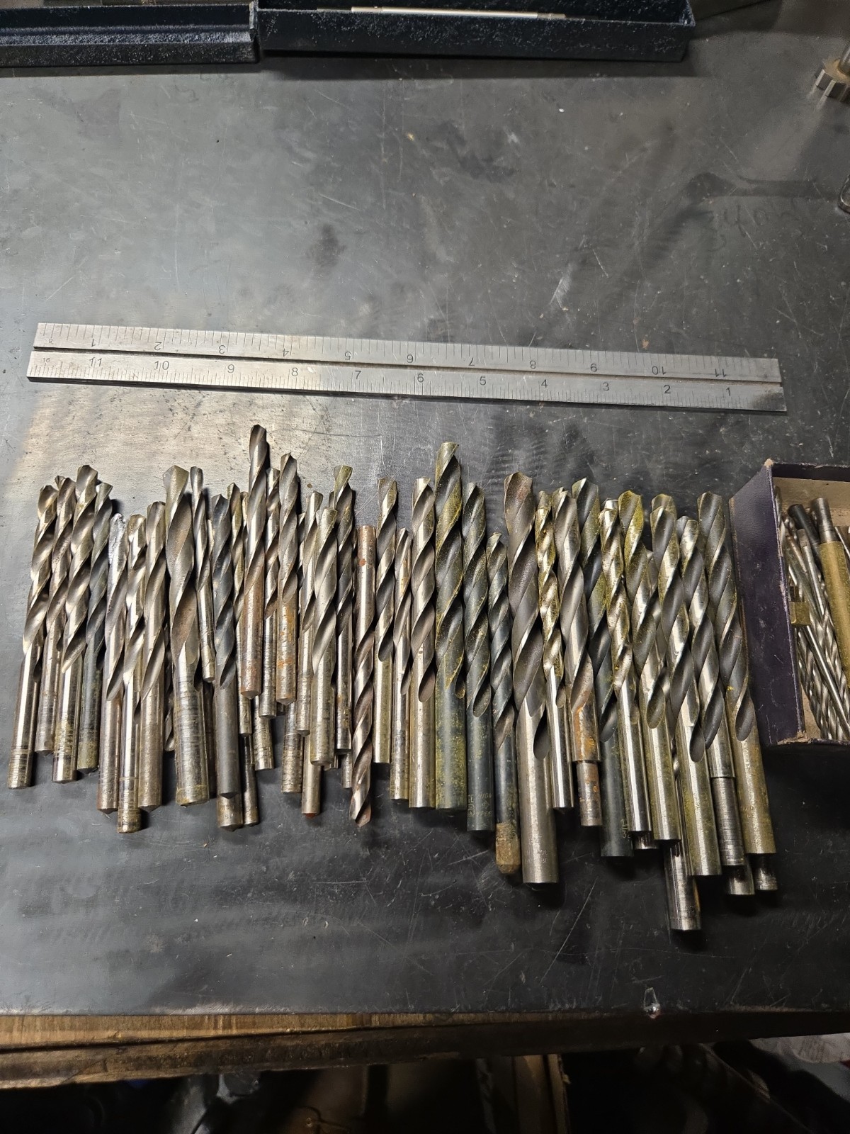 Vintage HSS Drill Bit Lot Machinist USA Mixed Fractional Straight Shank