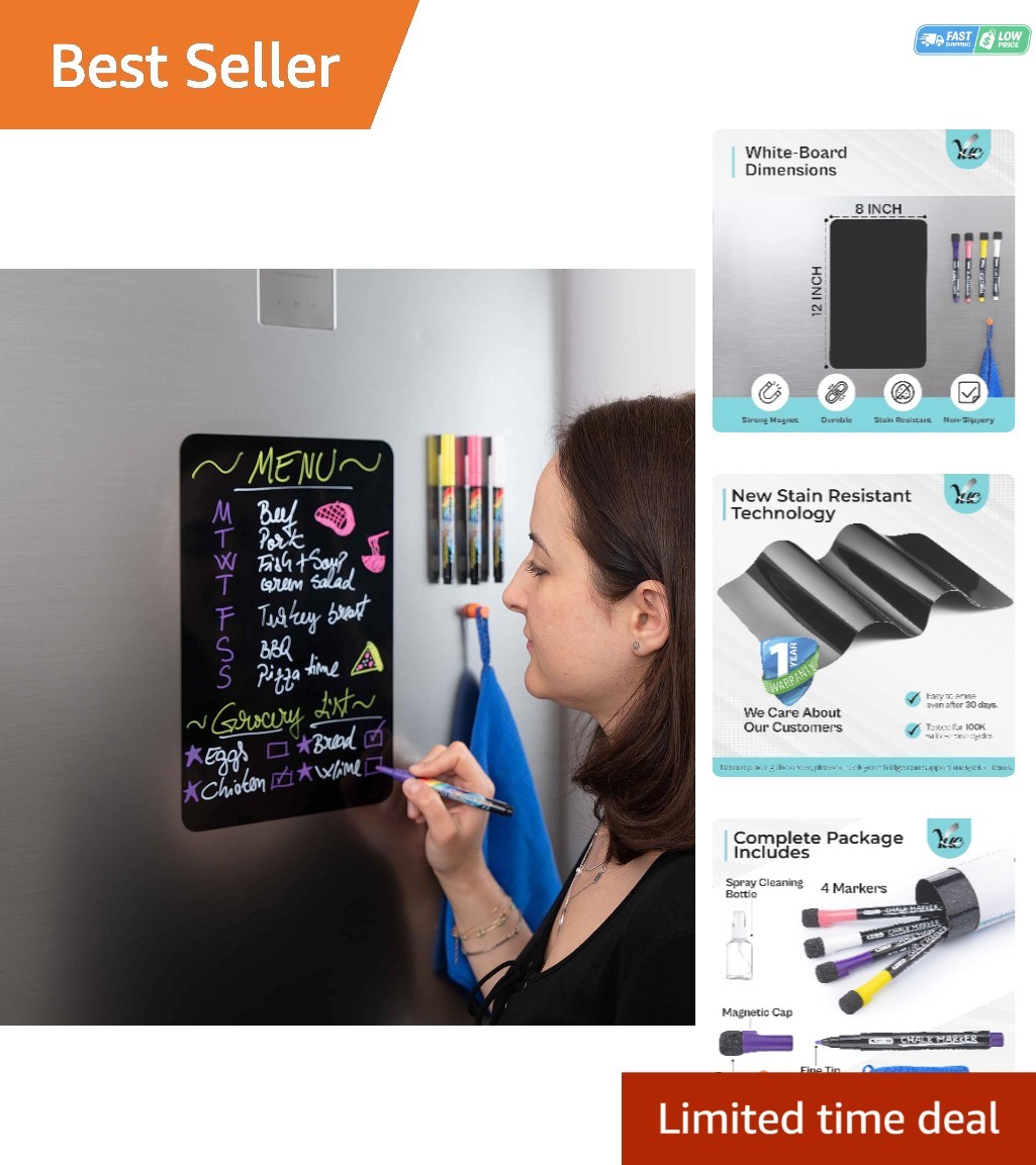 12×8 Inch Frameless Magnetic Dry Erase Board – Perfect for Students & Parents