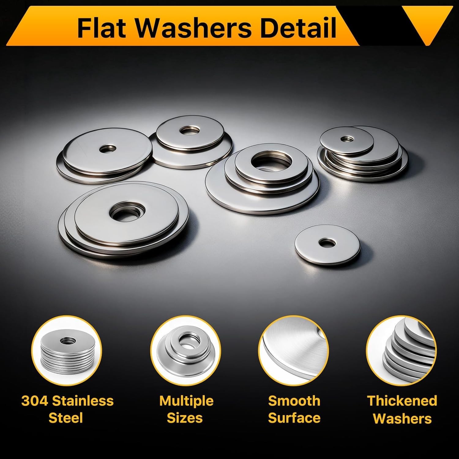 108Pcs 304 Stainless Steel Flat Washers, Fender Washers Assortment Kit 12 Sizes